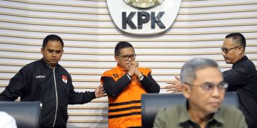 Ketua KPK Setyo Budiyanto pimpin Konpers penahanan Sekjen PDI Perjuangan, Hasto Kristiyanto di Gedung Merah Putih