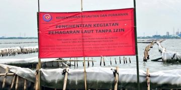 Penghentian kegiatan pemagaran laut tanpa izin wilayah Bekasi Jawa Barat