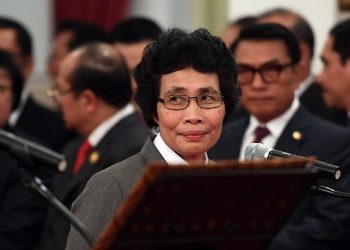 Albertina Ho, S.H., M.H., saat mengikuti upacara pelantikan Pimpinan dan Dewan Pengawas KPK periode 2019-2023 di Istana Negara, Jakarta, Jumat (20/12/2019).