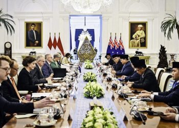 Presiden Republik Indonesia, Prabowo Subianto menerima kunjungan Perdana Menteri Australia, Anthony Albanese di Istana Merdeka, Jakarta, pada Kamis, 15 Mei 2025.