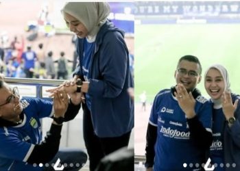 Inilah moment Wakil Bupati Garut Luthfianisa Putri Karlina dilamar Maula Akbar, putra sulung Gubernur Jawa Barat, Dedi Mulyadi di GBLA pada Jumat (9/5)