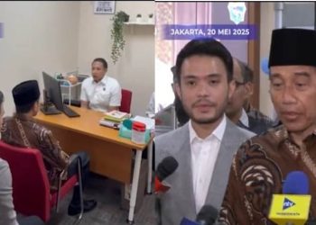 Kiri: Presiden ke-7 RI Joko Widodo (Jokowi) duduk di kursi di hadapan penyidik Breskrim Polri memberikan klarifikasi. Kanan: Jokowi memberikan keterangan kepada wartawan usai pemeriksaan.(Tangkapan layar YouTube Kompas TV)