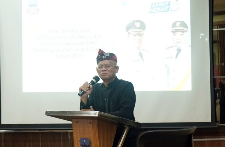 Pelaksanaan Kick Off Meeting dan Pendampingan Teknis Penilaian Mandiri Maturitas Penyelenggaraan Sistem Pengendalian Intern Pemerintah (SPIP) Terintegrasi Periode 2024/2025 yang berlangsung di Aula Badan Perencanaan Pembangunan Daerah (BAPPEDA) Kabupaten Garut