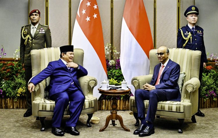Presiden RI Prabowo Subianto melakukan courtesy call dengan Presiden Singapura, Tharman Shanmugaratnam, di Parliament House Singapura, pada Senin, 16 Juni 2025