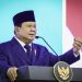 Presiden RI, Prabowo Subianto memberikan sambutan di acara acara Pengukuhan 1.451 Hakim Mahkamah Agung di Gedung Mahkamah Agung, Jakarta