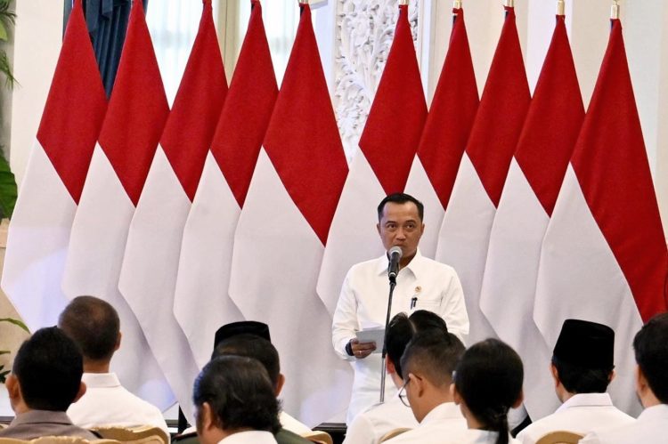 Mensesneg Prasetyo Hadi di Istana Negara, Jakarta, Rabu (23/7/2025)