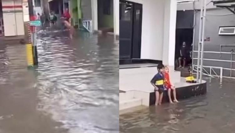 Kampung Makasar di Jakarta Timur masih terendam banjir hingga Senin (7/7) pagi/Istimewa