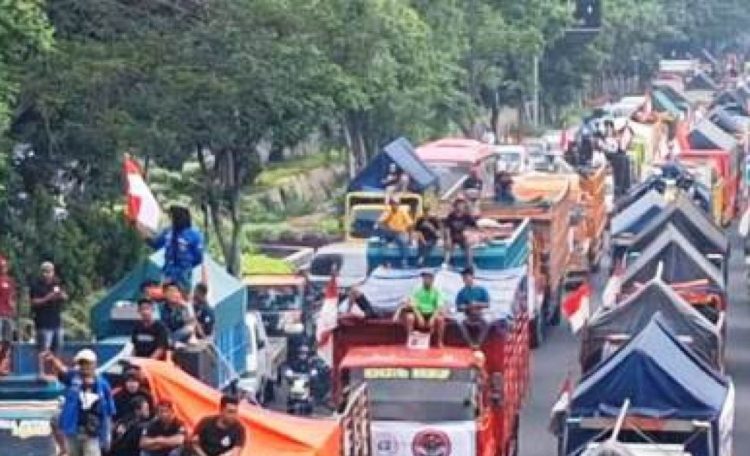 Ilustrasi, demo sopir truk