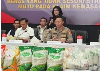 Konferensi Pers Dittipideksus Bareskrim Polri terkait Pengungkapan Beras Tidak Sesuai Standar Mutu, Kamis 24 Juli 2025/Humas Polri