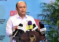 Kepala BGN Dadan Hindayana memberikan keterangan pers usai rapat tertutui di Istana Merdeka, Jakarta, pada Selasa, 12 Agustus 2025.