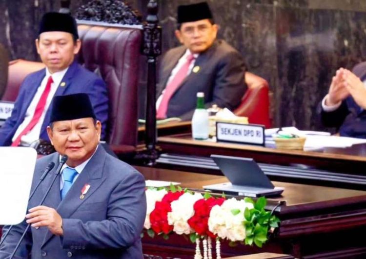 Presiden RI Prabowo Subianto menyampaikan pidato pendahuluan RUU APBN 2026 dan Nota Keuangandalam Sidang Bersama DPR-DPD RI 2025 di Gedung Nusantara, Kompleks Parlemen, Senayan, Jakarta, Jumat (15/8/2025)/Instagram @dpr_ri