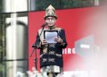 Ketua KPK, Setyo Budiyanto Menyampaikan Amanatnya selaku Inspektur Upacara HUT ke-80 RI di halaman Gedung Merah Putih, Jakarta, Minggu (17/8/2025).
