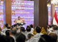 Presiden Prabowo memberikan arahan kepada 230 anggota Kamar Dagang dan Industri (Kadin) Indonesia di Hambalang