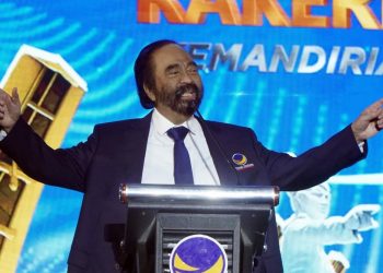 Ketua Umum Partai NasDem, Surya Paloh dalam Rakernas I Partai NasDem di Hotel Claro Makassar
