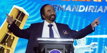Ketua Umum Partai NasDem, Surya Paloh dalam Rakernas I Partai NasDem di Hotel Claro Makassar