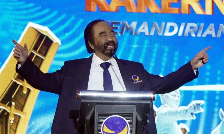 Ketua Umum Partai NasDem, Surya Paloh dalam Rakernas I Partai NasDem di Hotel Claro Makassar