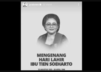 Presiden Prabowo unggah foto Tien Soeharto dengan latar hitam putih di akun Instagram pribadinya/Instagram @prabowo
