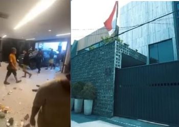 Rumah anggota DPR RI Ahmad Sahroni yang dijuluki Crazy Rich Tanjung Priok dijarah massa/Kolase Kabariku/TS