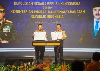 Polri dan Kementerian Imigrasi dan Pemasyarakatan meneken nota kesepahaman untuk menghadapi kejaatan transnasional/Humas Polri