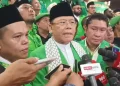 Ketua Umum Partai Persatuan Pembangunan (PPP) Muhammad Mardiono memberikan keterangan pers di Ancol, Jakarta, Sabtu (27/9/2025). (ANTARA/Aria Ananda)