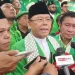 Ketua Umum Partai Persatuan Pembangunan (PPP) Muhammad Mardiono memberikan keterangan pers di Ancol, Jakarta, Sabtu (27/9/2025). (ANTARA/Aria Ananda)
