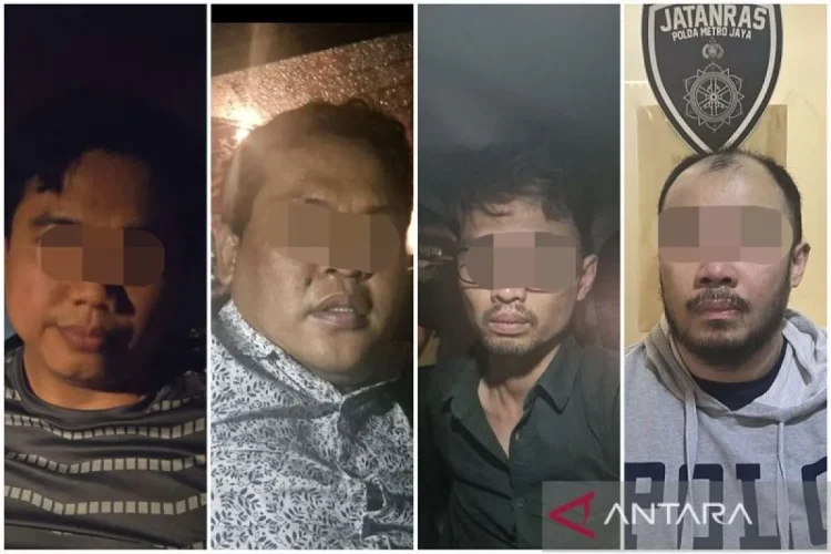 Empat pelaku penculikan dan pembunuhan kepala cabang (Kacab) sebuah bank di Jakarta berinisial MIP (37) ditangkap oleh Subdit Jatanras Ditreskrimum Polda Metro Jaya, Minggu (24/8/2025). ANTARA/HO-Direktorat Reserse Kriminal Umum Polda Metro Jaya/pri.