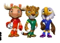 Maskot Piala Dunia 2026 yakni Maple si Rusa (Kanada), Zayu si Jaguar (Meksiko) dan Clutch si Elang (Amerika Serikat). (FIFA.com)