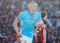Penyerang Manchester City Erling Haaland berselebrasi setelah mencetak gol ke gawang Bournemouth pada babak perempat final Piala FA di Stadion Vitality, Bournemouth, Minggu. City menang 2-1 atas Bournemouth. /X/@ManCity (@ManCity)