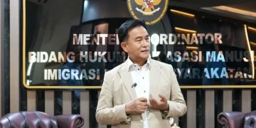 Menko Kumham Imipas, Yusril Ihza Mahendra di Gedung Kemenko Kumham Imipas, Jakarta Selatan.
