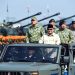 Panglima TNI bersama Menhan dan para Kepala Staf Angkatan mendampingi Presiden Republik Indonesia Prabowo Subianto pada Upacara Gelar Pasukan Operasional dan Kehormatan Militer di Lapangan Suparlan, Pusdiklatpassus, Batujajar, Kabupaten Bandung Barat, Minggu (10/8/2025)