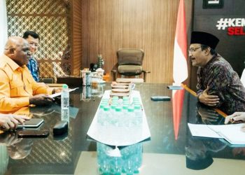Menteri HAM Bertemu bertemu Menteri Sosial, Saifullah Yusuf (Gus Ipul), di kantor Kemensos, Jakarta, Kamis (4/9/2025).