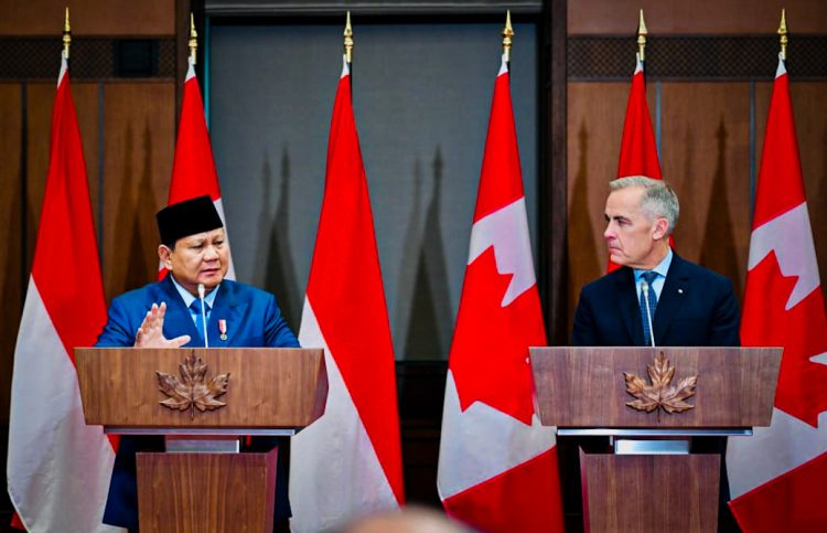 Presiden Republik Indonesia, Prabowo Subianto di Ottawa mendapatkan sambutan hangat dari Perdana Menteri (PM) Kanada, Mark Carney, di West Block, Parliament Hill pada Rabu, 24 September 2025. (Foto: BPMI Setpres)