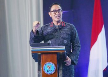 Kepala BNN RI, Komjen Pol. Suyudi Ario Seto dalam kegiatan Commander Wish di GOR Balai Besar Rehabilitasi BNN, Lido, Jawa Barat, Kamis (11/9/2025)