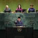 Presiden Prabowo Subianto saat menyampaikan pidatonya pada Sidang Umum Perserikatan Bangsa-Bangsa (PBB) ke-80, di New York, Amerika Serikat, Selasa (23/9/2025) (Foto: Tim Media Presiden)