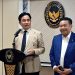 Menko Kumham Imipas Yusril Ihza Mahendra, dan Wakilnya, Otto Hasibuan, saat konferensi pers di Gedung Kemenko Kumham Imipas, Jakarta Selatan, Jumat (26/9/2025)