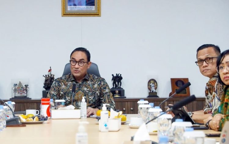 Kepala BNN RI Suyudi Ario Seto menyampaikan sambutan saat menerima Puska-Budaya) FIB UI serta Departemen Kriminologi FISIP UI di Gedung BNN