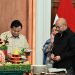 Momen Ulang Tahun ke-74 Presiden Prabowo memotong tumpeng bersama keluarga dan para pejabat negara di Istana Negara, Jumat (17/10/2025)