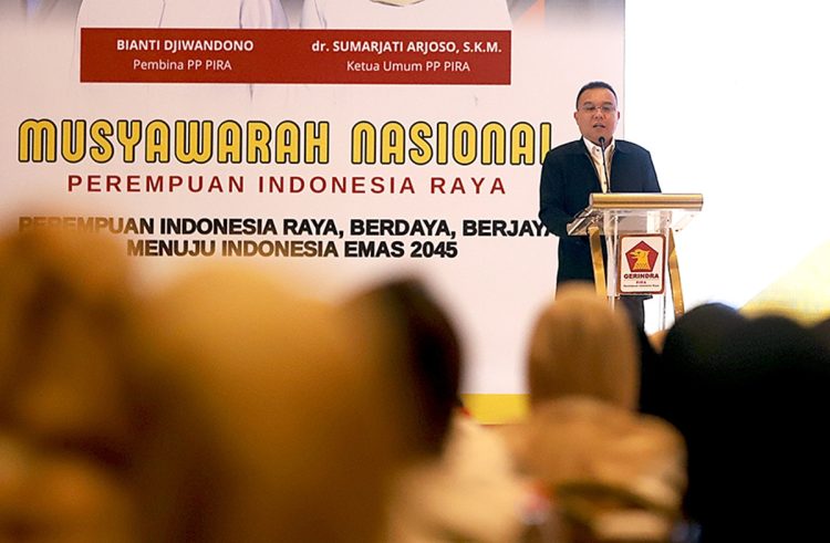 Ketua Harian DPP Partai Gerindra, Prof. Dr. Ir. Sufmi Dasco Ahmad, S.H., M.H., memberikan sambutan di acara Munas 2025 PIRA, Jumat (9/10/2025)
