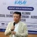 Ketua Umum Keluarga Alumni Sosial Ekonomi Pertanian Agribisnis Indonesia, Prof. Dr. Achmad Tjachja Nugraha, konferensi pers RAKERNAS KASAI di Wisma Tani, Jakarta