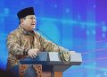 Presiden Prabowo Subianto memberikan sambutan pada Pertemuan Tahunan Bank Indonesia (BI) 2025 yang digelar di Kantor Pusat BI, Jakarta, Jumat (28/11/2025)