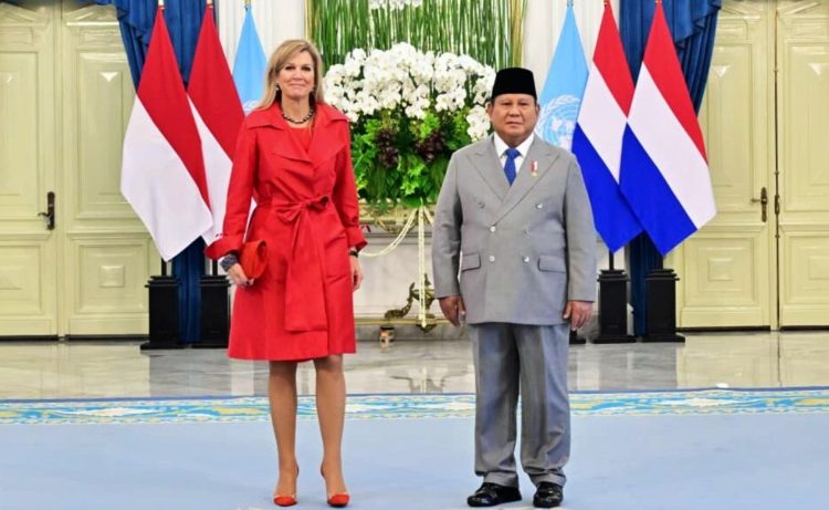 Presiden Republik Indonesia Prabowo Subianto menerima kunjungan Ratu Máxima dari Belanda di Istana Merdeka, Jakarta, pada Kamis, 27 November 2025
