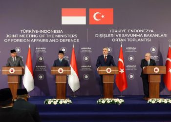 Menteri Luar Negeri Republik Indonesia, Sugiono, bersama Menteri Pertahanan, Sjafrie Sjamsoeddin, memimpin pertemuan perdana Menteri Luar Negeri-Menteri Pertahanan (2+2) Indonesia- Türkiye, bersama dengan Menteri Luar Negeri Türkiye, Hakan Fidan, dan Menteri Pertahanan Türkiye, Yaşar Güler, Jumat (9/1/2026)