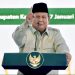 Presiden Prabowo Subianto saat berpidato di acara Panen Raya dan Pengumuman Swasembada Pangan di Karawang, Jawa Barat, Rabu (7/1/2026).