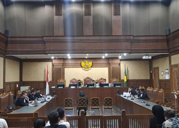 Advokat Marcella Santoso tengah menjalani sidang tuntutan di Pengadilan Tipikor Jakarta, Rabu (18/2). (Foto: Ainul Ghurri/Kabariku)