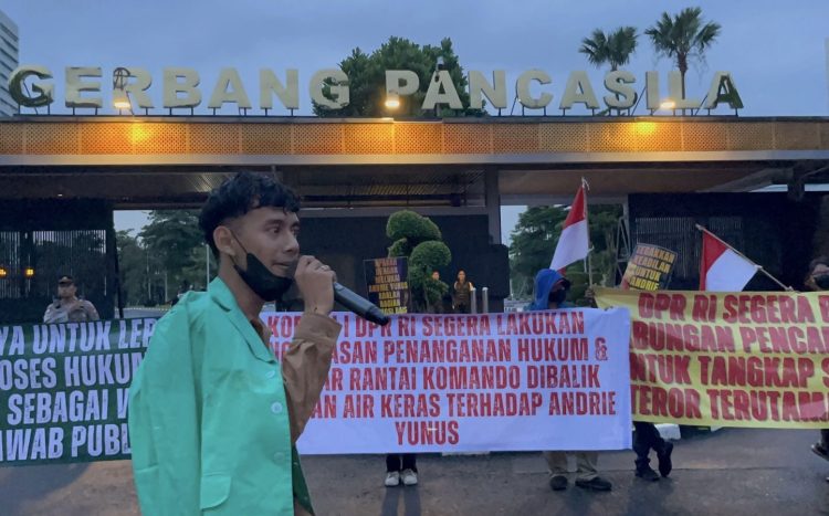 Mahasiswa desak DPR bentuk TGPF untuk usut teror air keras terhadap aktivis KontraS Andrie Yunus.(Istimewa)