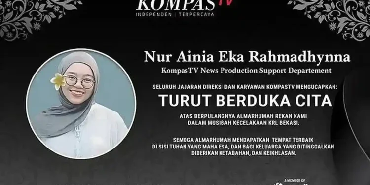 Wartawan Kompas TV Nur Ainia Eka Rahmadhynna meninggal dalam tabrakan KA Argo Bromo Anggrek dan KRL di Bekasi Timur. (Foto: Kompas)