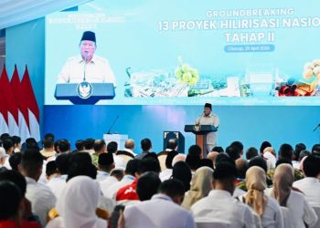 Presiden Prabowo Subianto melakukan groundbreaking proyek hilirisasi nasional tahap II di Refinery Unit IV Cilacap, Jawa Tengah, pada Rabu, 29 April 2026