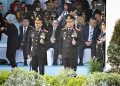 Direktur Samapta Korsabhara Baharkam Polri, Brigjen Pol Dr. Mokhamad Ngajib, S.I.K., M.H., (kanan) Perwira Upacara dalam peringatan Hari Bhayangkara ke-80 di Satlat Brimob Cikeas, Bogor. (dok. Korsabhara Baharkam Polri)
